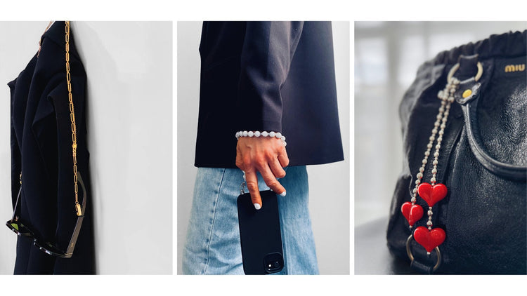 New arrivals at SPECSET including handcrafted eyewear chains, phone charms, and bag accessories.