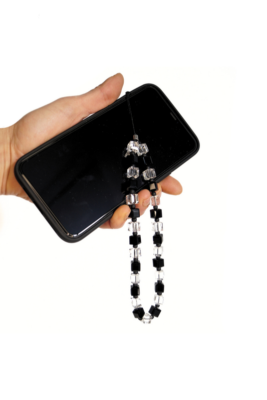 BLING BLING - CLEAR & BLACK Crystal Phone Strap | SPECSET