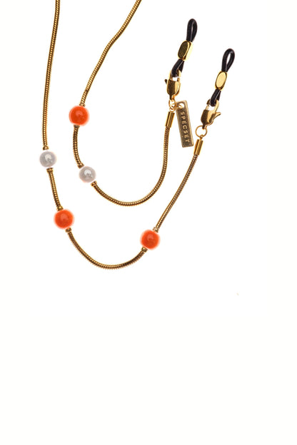 BUBBLE COUPLE - Snakeskin Beaded Glasses Chain - Gold | SPECSET