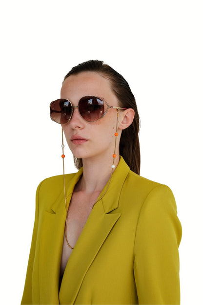 BUBBLE COUPLE - Snakeskin Beaded Glasses Chain - Gold | SPECSET