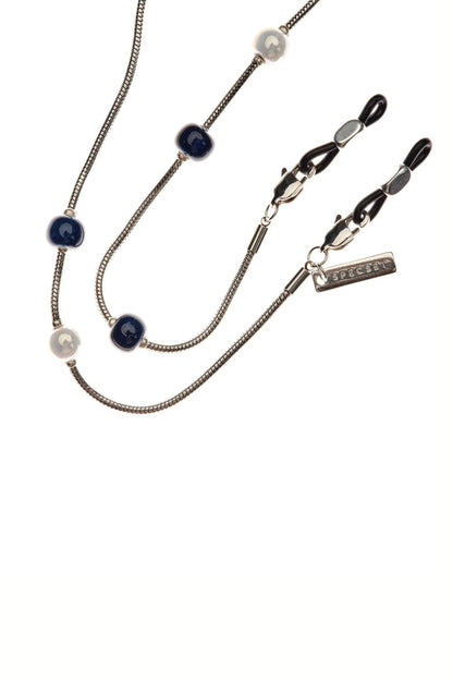 BUBBLE COUPLE - Snakeskin Beaded Glasses Chain - Silver | SPECSET