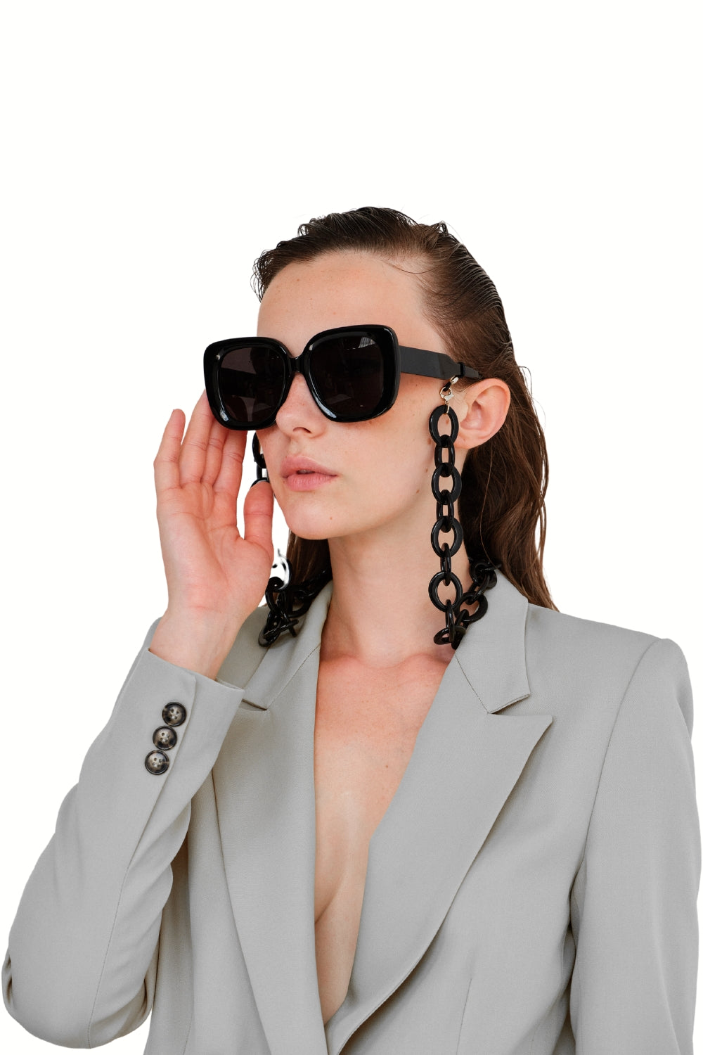 CHEEKY ROUNDY - Chunky BLACK Eyewear Chain | SPECSET