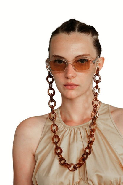 CHEEKY ROUNDY - Chunky COFFEE Eyewear Chain | SPECSET
