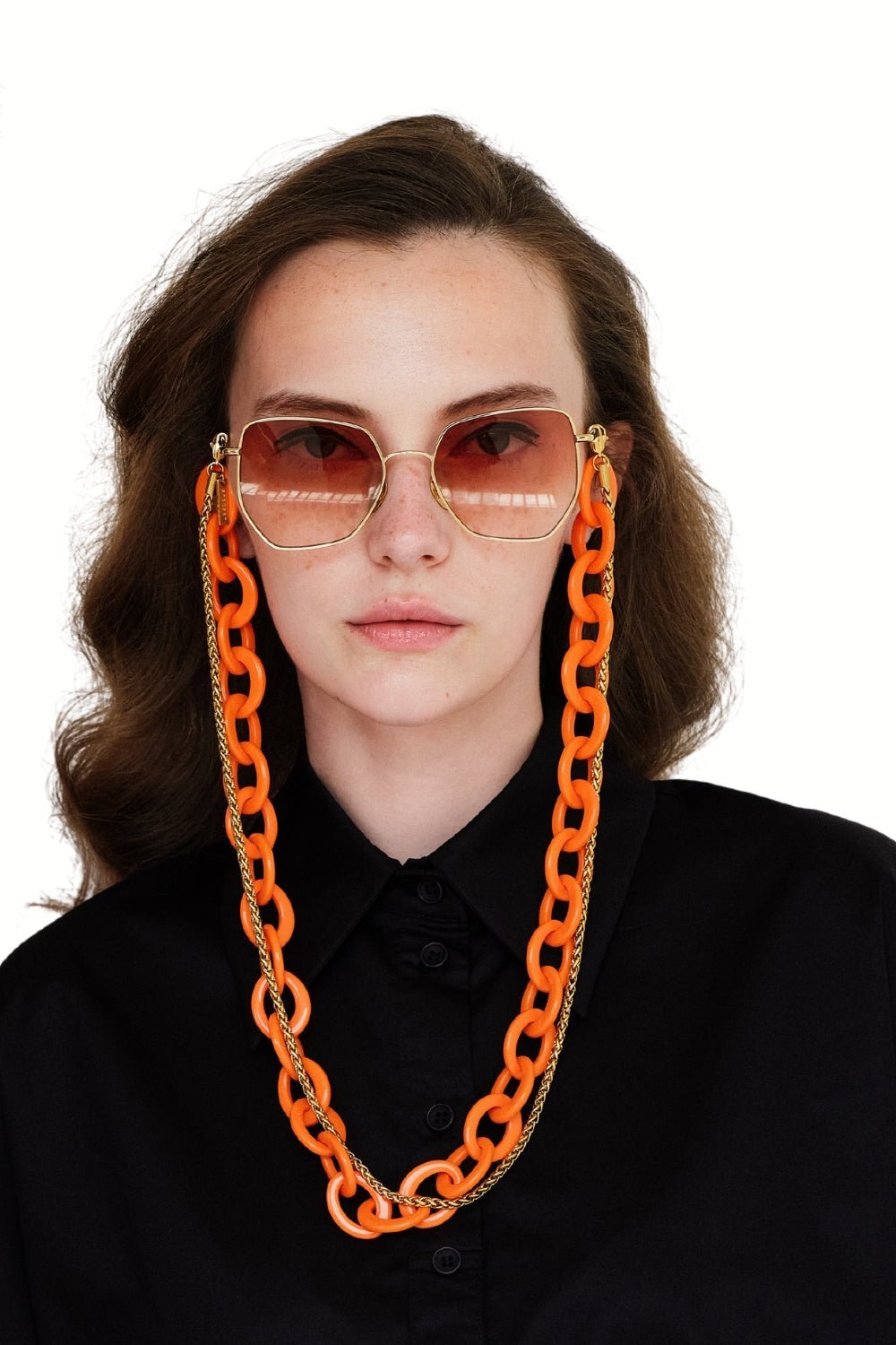 CHEEKY ROUNDY - Chunky ORANGE Eyewear Chain | SPECSET