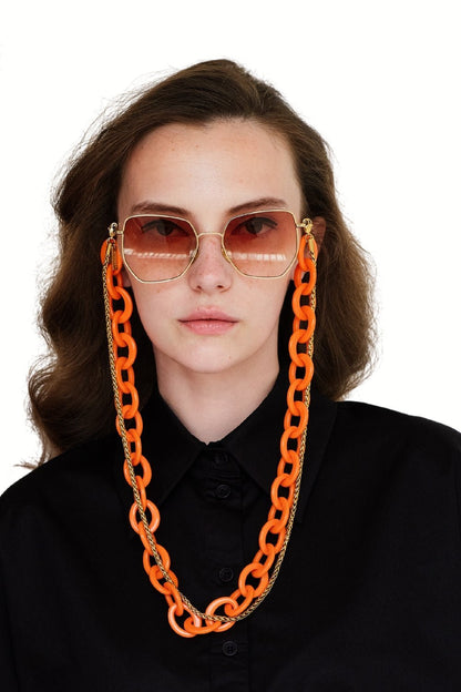 CHEEKY ROUNDY - Chunky ORANGE Eyewear Chain | SPECSET
