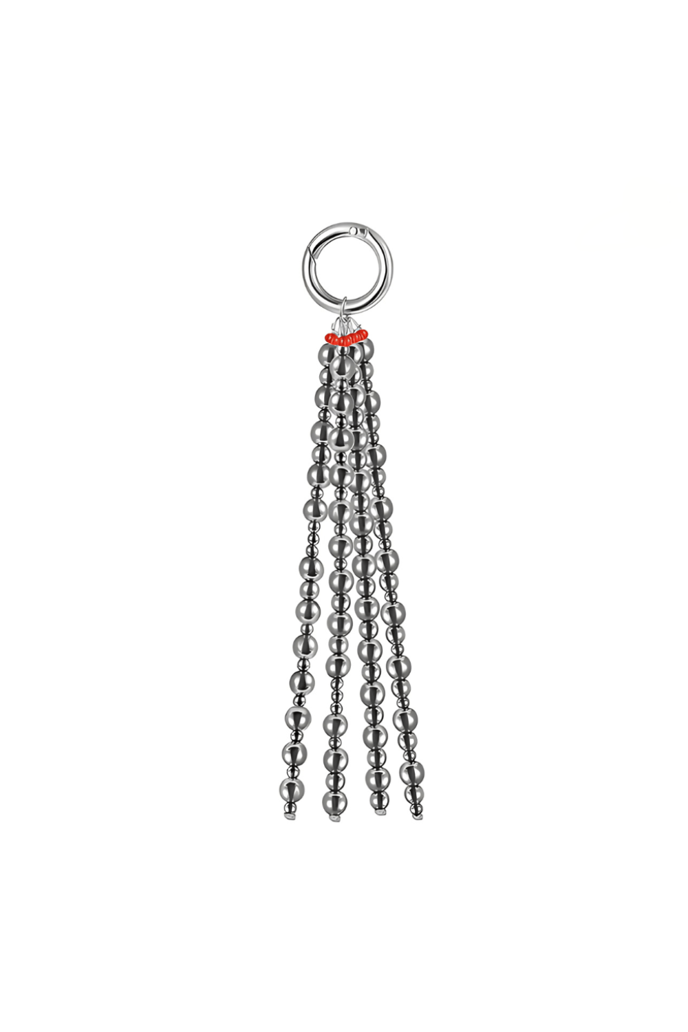 Classic Drop Bag Charm with grey pearls and silver ring clasp