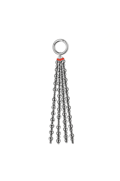 Classic Drop Bag Charm with grey pearls and silver ring clasp