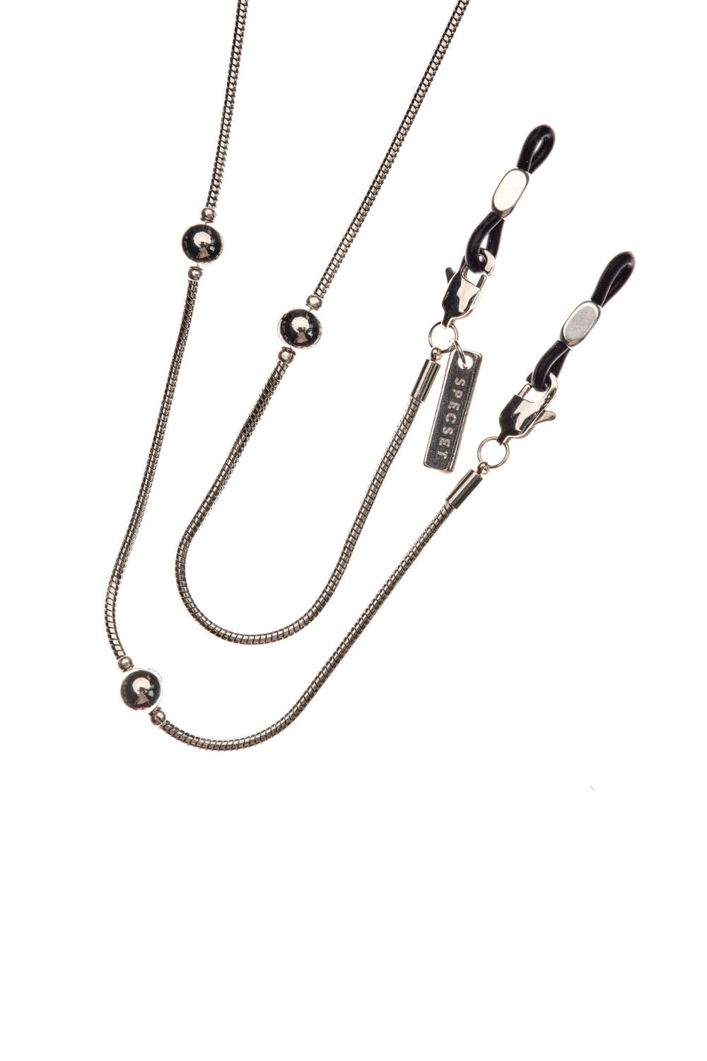 DOT SPOT - Snakeskin Beaded Eyewear Chain - Silver | SPECSET
