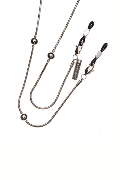 DOT SPOT - Snakeskin Beaded Eyewear Chain - Silver | SPECSET