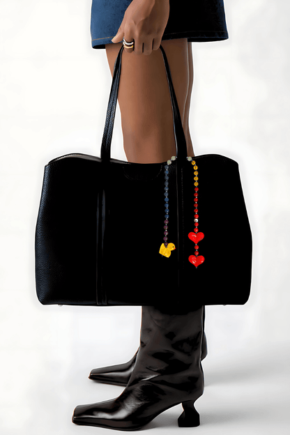 Bag charm gift idea with duck, hearts, and colorful accents.