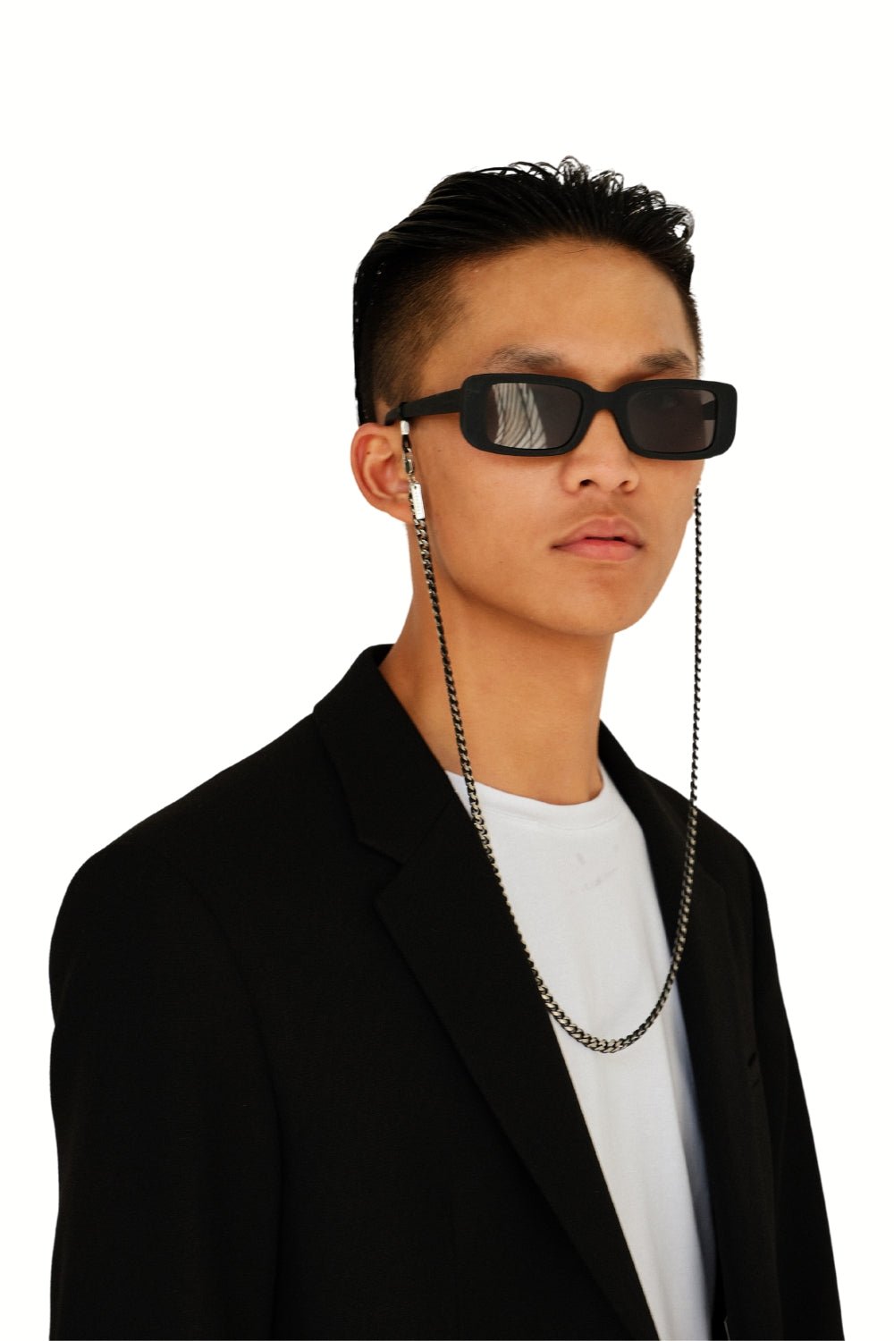 Curb Chain‎ Sunglasses Black Rectangular Curb Chain Sunglasses main image 4