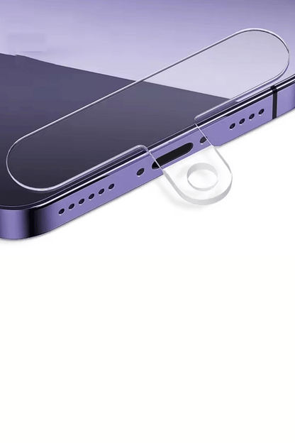 Smartphone with a clear screen protector on a white background