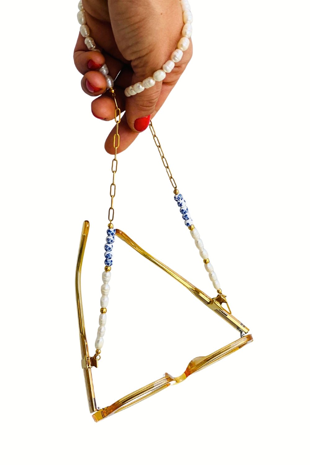 GREEK PEEK - Freshwater Pearls GOLD Eyewear Chain  | SPECSET