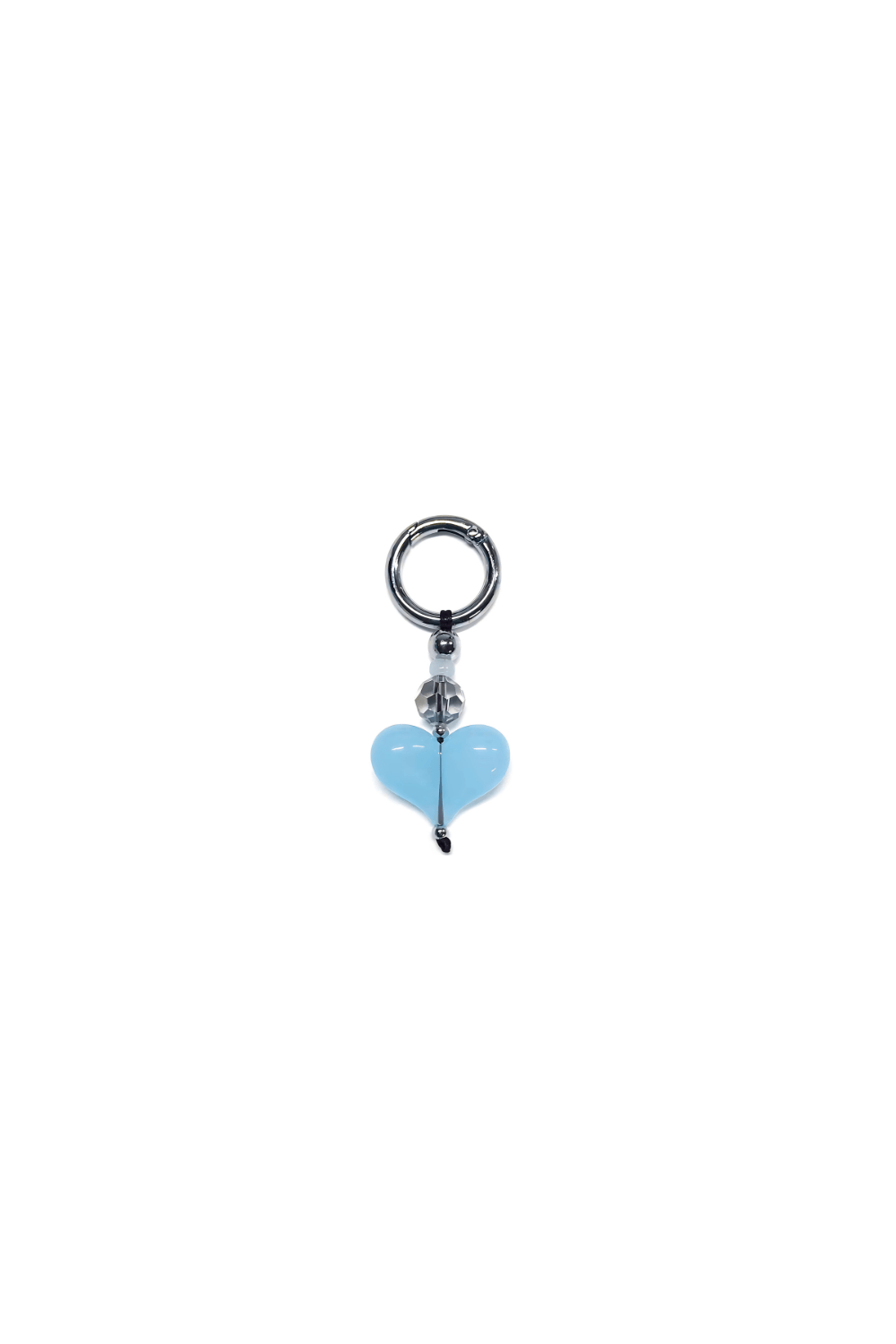 Blue heart-shaped earring on a white background