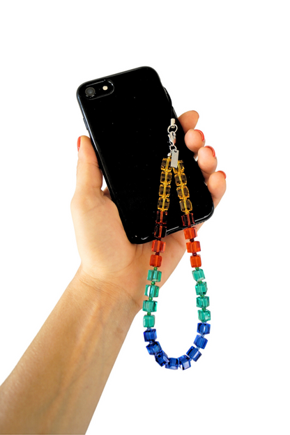 rainbow Swarovski crystal phone strap