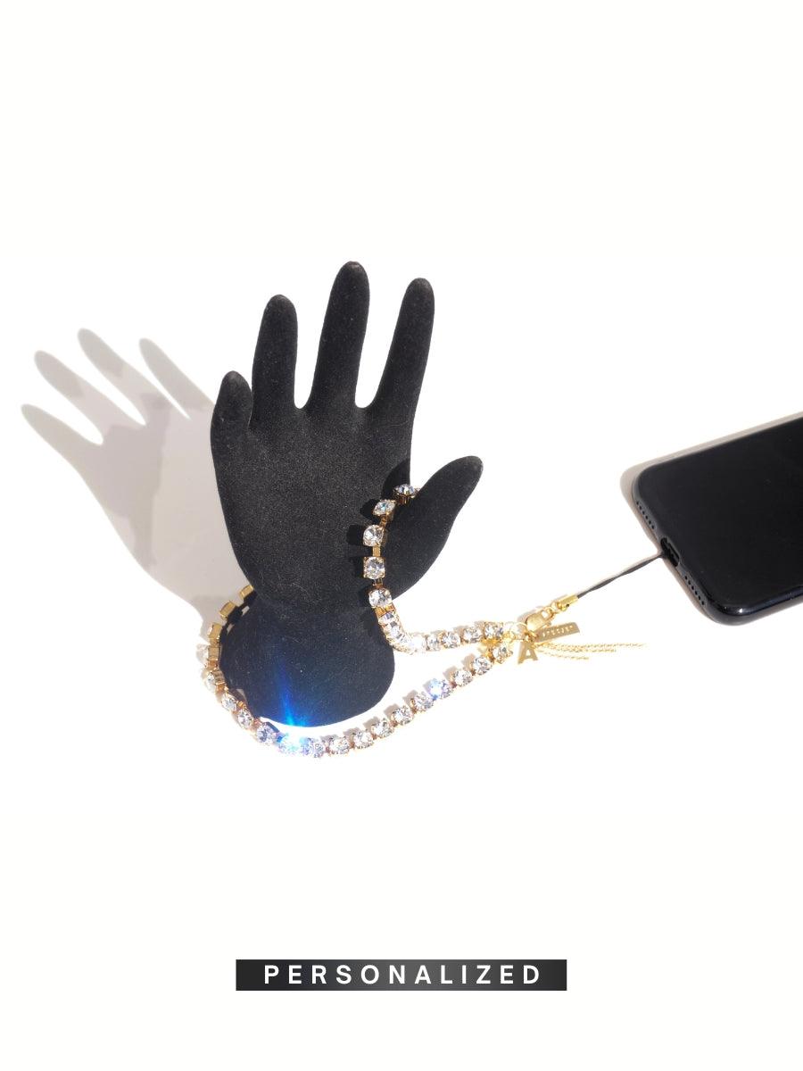 SHINY - GOLD Crystals Personalized Wrist Phone Chain | SPECSET