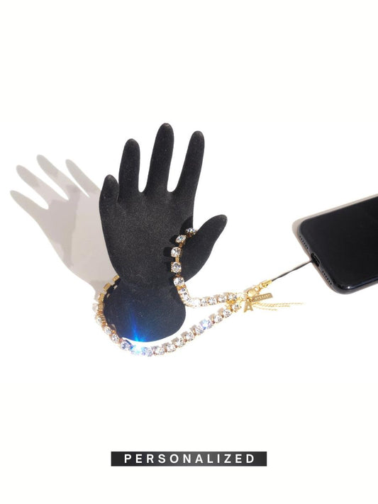 SHINY - GOLD Crystals Personalized Wrist Phone Chain | SPECSET