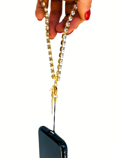 SHINY - GOLD Crystals Personalized Wrist Phone Chain | SPECSET