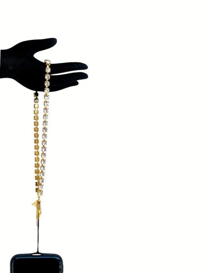 SHINY - GOLD Crystals Personalized Wrist Phone Chain | SPECSET