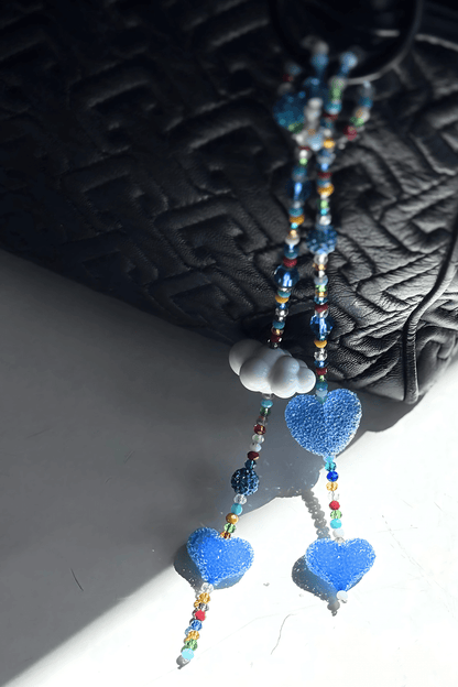 Handmade kawaii crystal heart charm for purse or backpack.