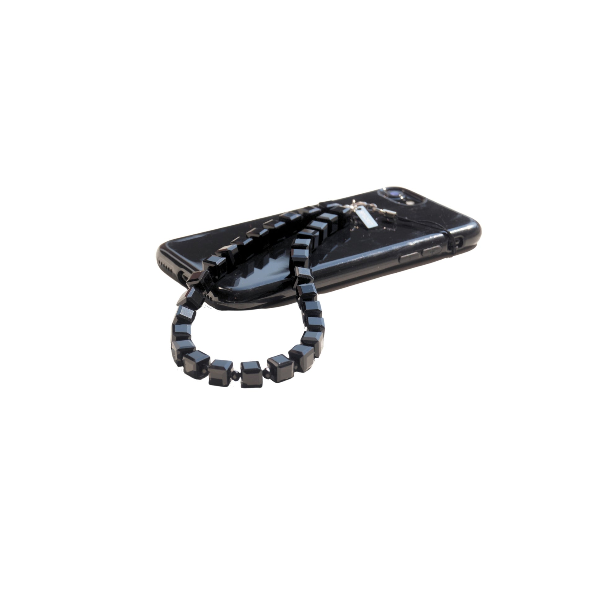 SPARKLY - BLACK Crystal Wrist Phone Strap | SPECSET