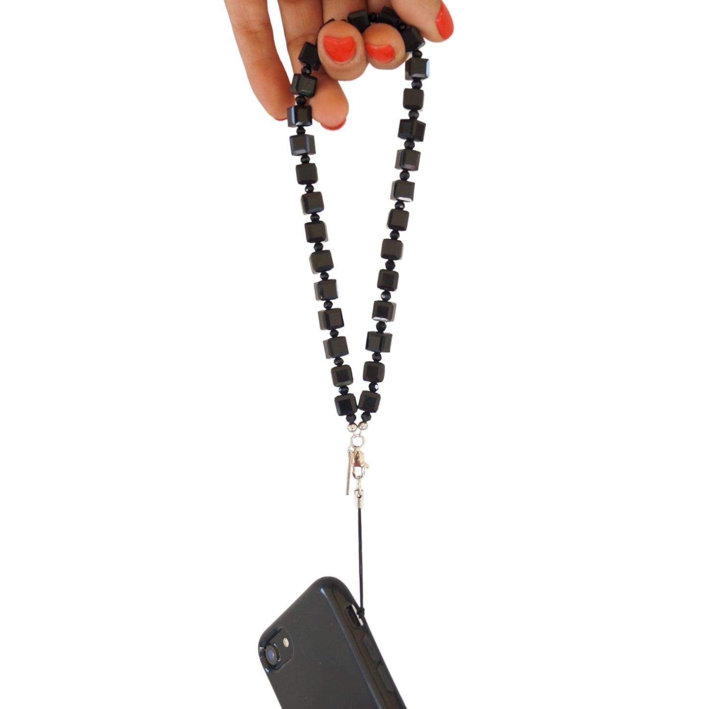 SPARKLY - BLACK Crystal Wrist Phone Strap | SPECSET