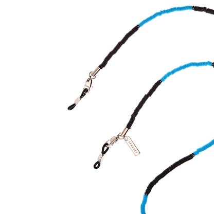 STRIPY - BLACK & BLUE Beaded Eyewear Strap | SPECSET