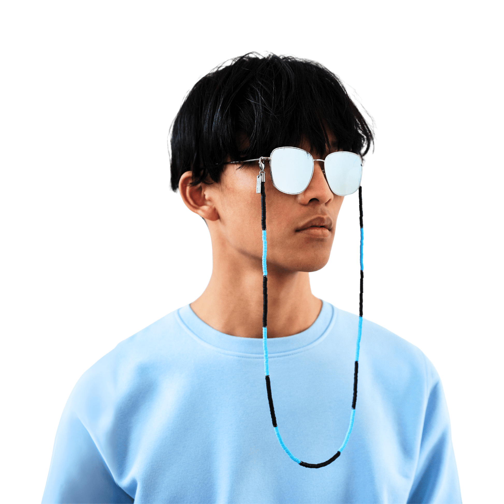 STRIPY - BLACK & BLUE Beaded Eyewear Strap | SPECSET