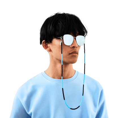 STRIPY - BLACK & BLUE Beaded Eyewear Strap | SPECSET