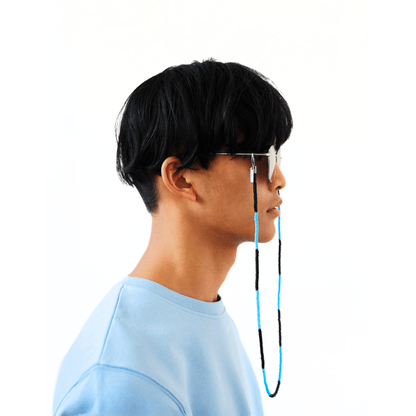 STRIPY - BLACK & BLUE Beaded Eyewear Strap | SPECSET