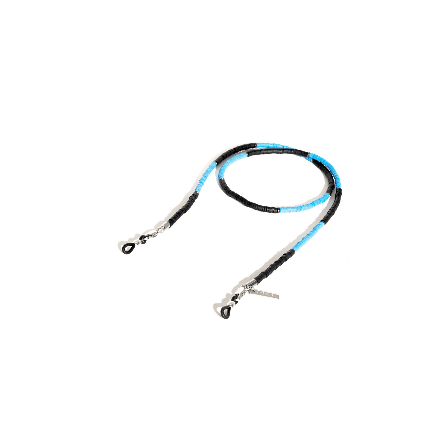STRIPY - BLACK & BLUE Beaded Eyewear Strap | SPECSET