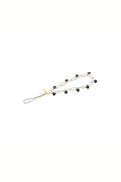 TRUE LOVE - GOLD Blue Heart Crystals Phone Chain | SPECSET