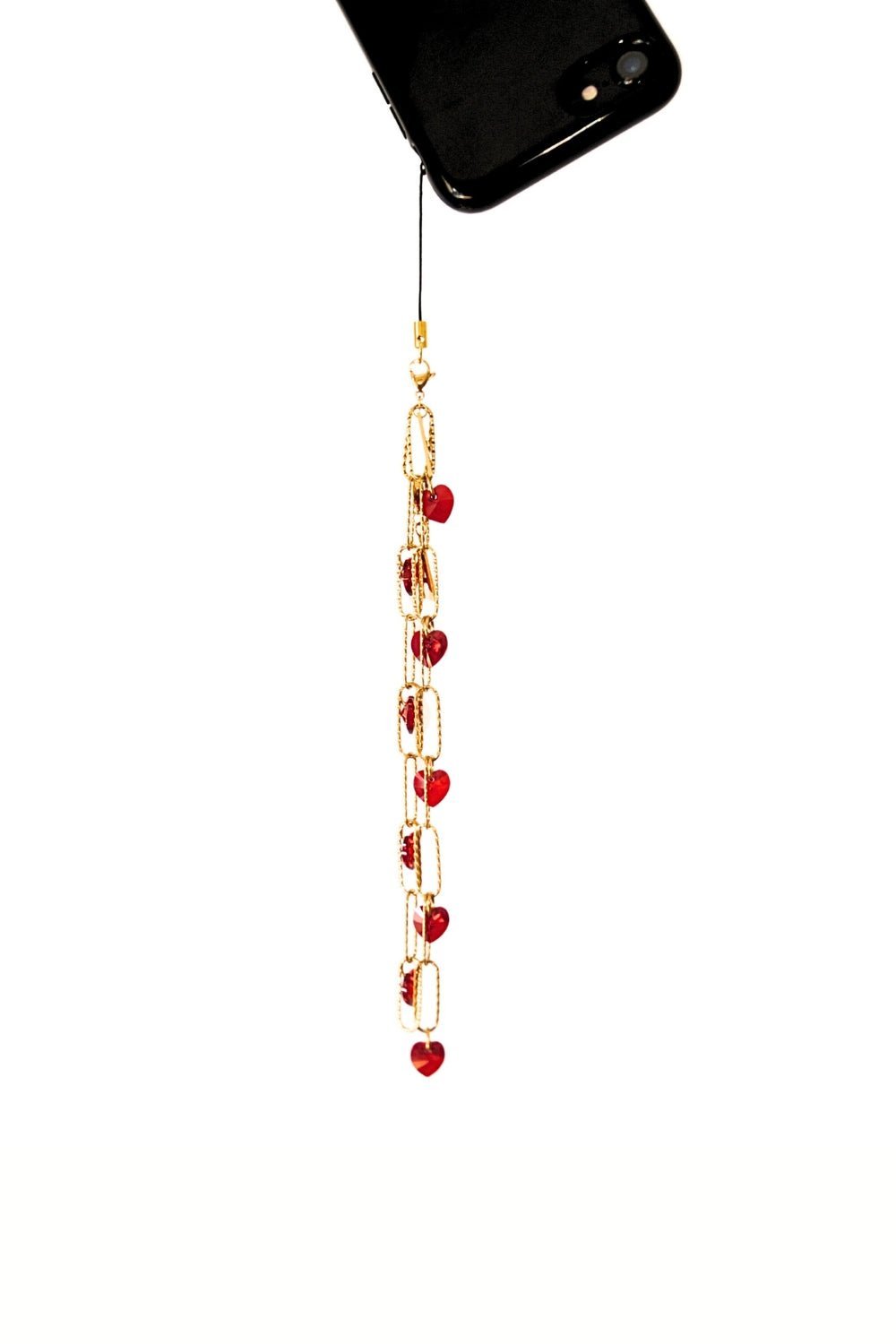 TRUE LOVE - GOLD Ruby Heart Crystals Phone Chain | SPECSET