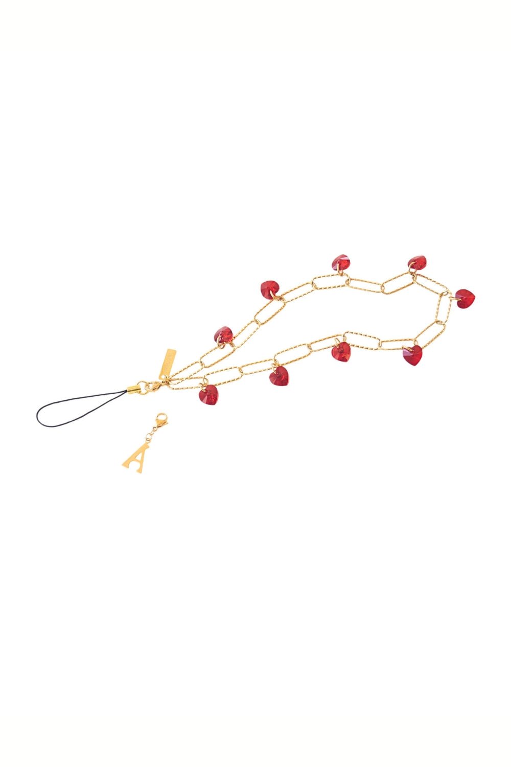 TRUE LOVE - GOLD Ruby Heart Crystals Phone Chain | SPECSET