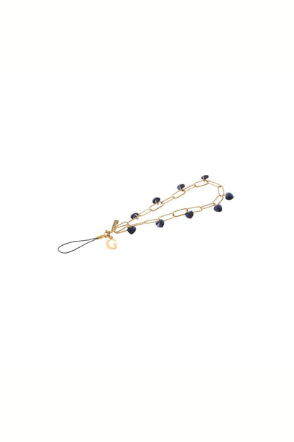 TRUE LOVE - GOLD Blue Heart Crystals Phone Chain | SPECSET